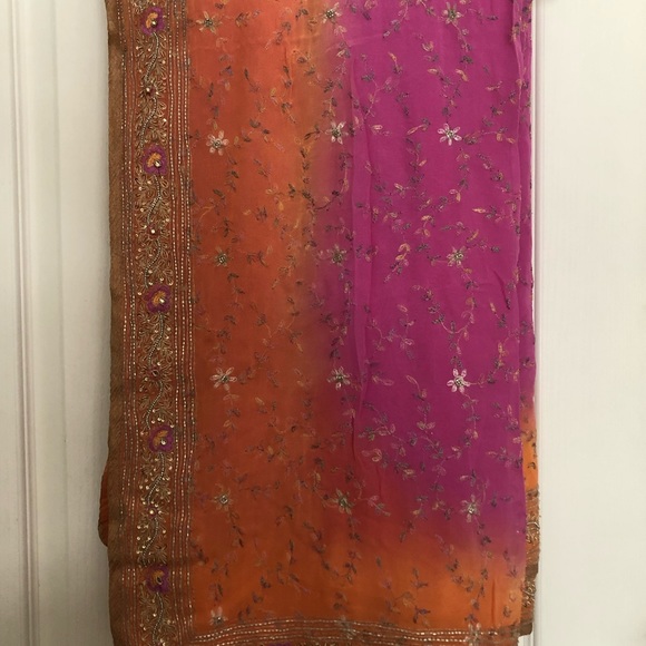 Saree dyed in shades of dusk Vintage preloved [Firm] - Picture 14 of 14